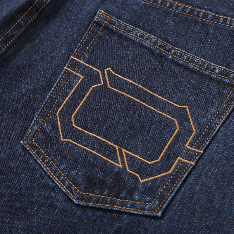 14oz DESIZED SELVEDGE RAW WIDE-LEG JEANS-NAVY